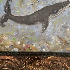 original oil painting, framed. humpback